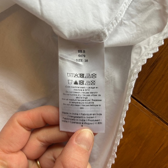 White Ganni Wrap Blouse with Puff Sleeves - Picture 4 of 9